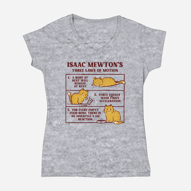 Isaac Mewton's Laws Of Motion-Womens-V-Neck-Tee-kg07