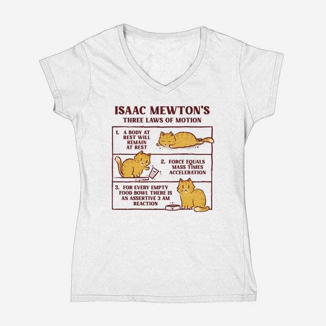 Isaac Mewton's Laws Of Motion-Womens-V-Neck-Tee-kg07