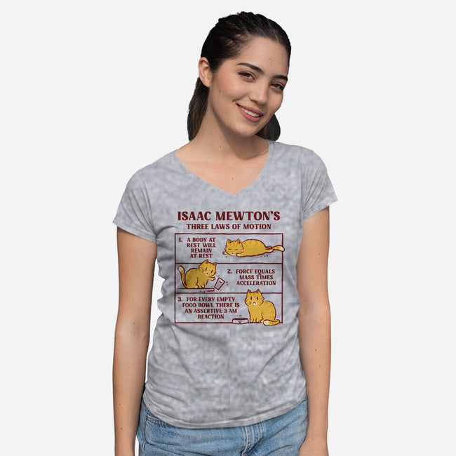 Isaac Mewton's Laws Of Motion-Womens-V-Neck-Tee-kg07