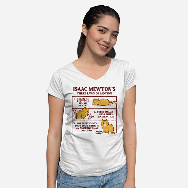 Isaac Mewton's Laws Of Motion-Womens-V-Neck-Tee-kg07