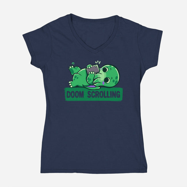 Doom Phone Scrolling-Womens-V-Neck-Tee-TechraNova