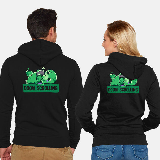 Doom Phone Scrolling-Unisex-Zip-Up-Sweatshirt-TechraNova
