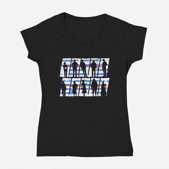 Widows Bay Islanders-Womens-V-Neck-Tee-rocketman_art