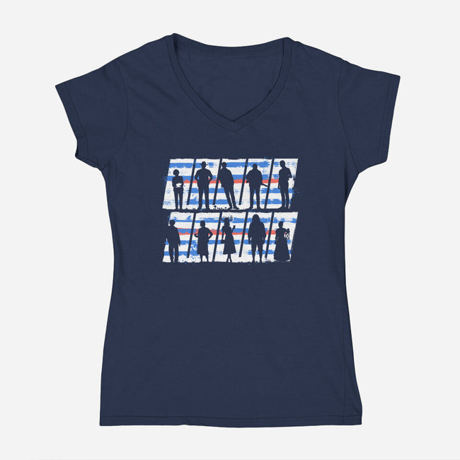 Widows Bay Islanders-Womens-V-Neck-Tee-rocketman_art