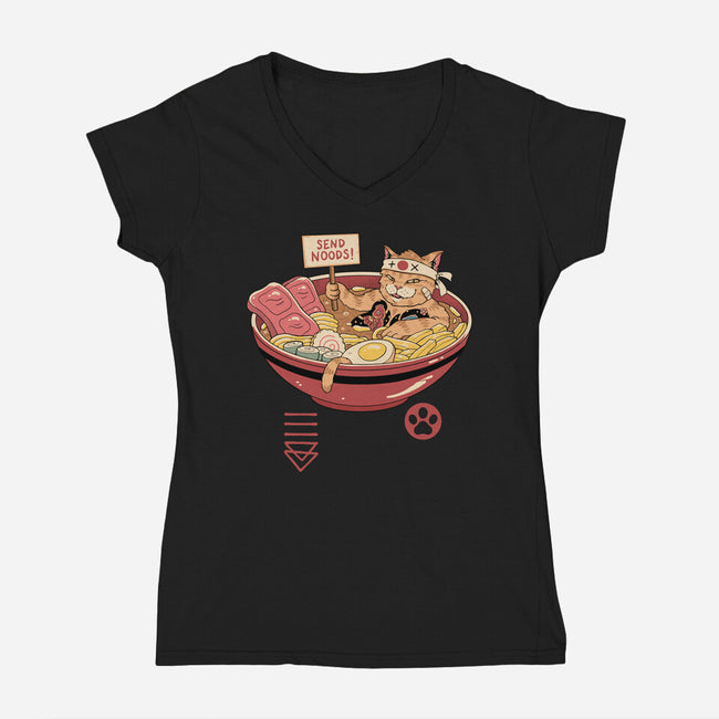 Send Noods Meowster-Womens-V-Neck-Tee-vp021