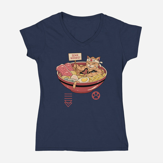 Send Noods Meowster-Womens-V-Neck-Tee-vp021