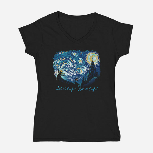 Let It Gogh Let It Gogh-Womens-V-Neck-Tee-dandingeroz