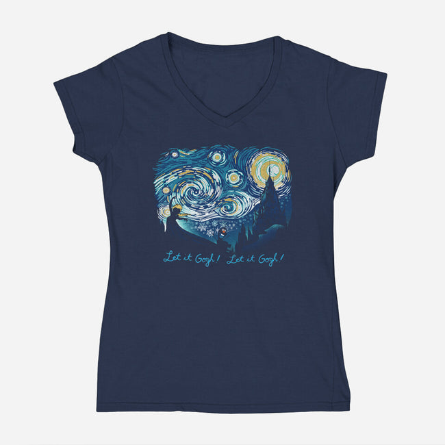 Let It Gogh Let It Gogh-Womens-V-Neck-Tee-dandingeroz