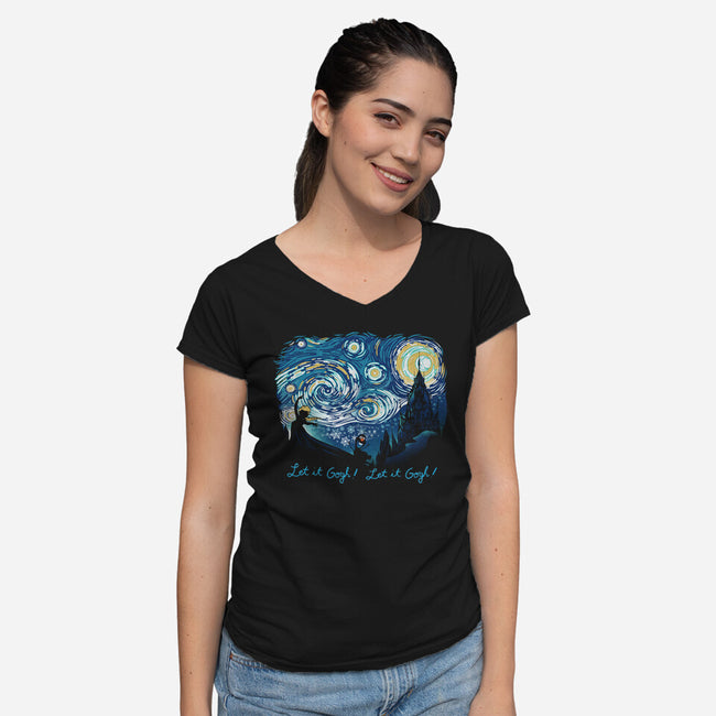 Let It Gogh Let It Gogh-Womens-V-Neck-Tee-dandingeroz