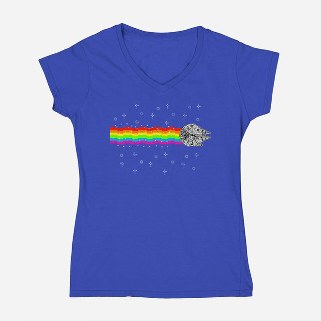 Nyan Falcon-Womens-V-Neck-Tee-kharmazero