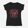 The Cat And The Chaos-Womens-V-Neck-Tee-glitchygorilla