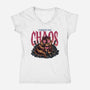 The Cat And The Chaos-Womens-V-Neck-Tee-glitchygorilla