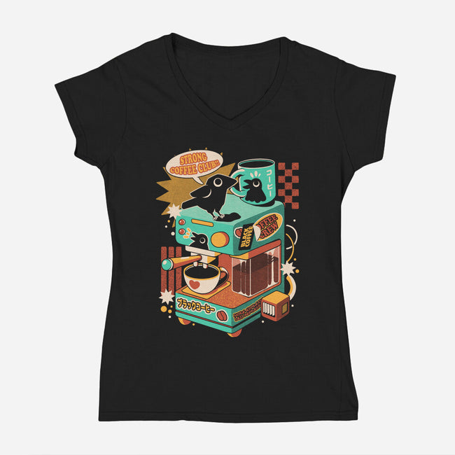 Strong Coffee-Womens-V-Neck-Tee-ilustrata