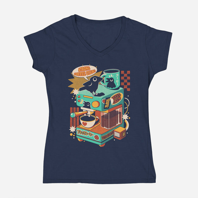 Strong Coffee-Womens-V-Neck-Tee-ilustrata