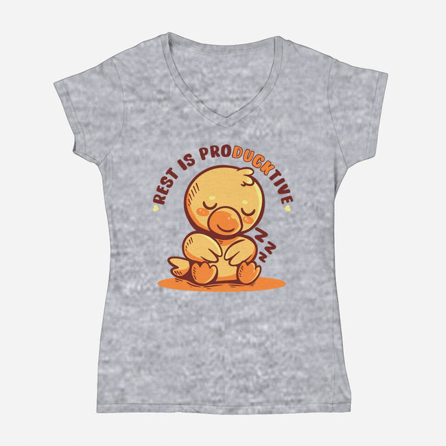 Rest Is ProDUCKtive-Womens-V-Neck-Tee-TechraNova