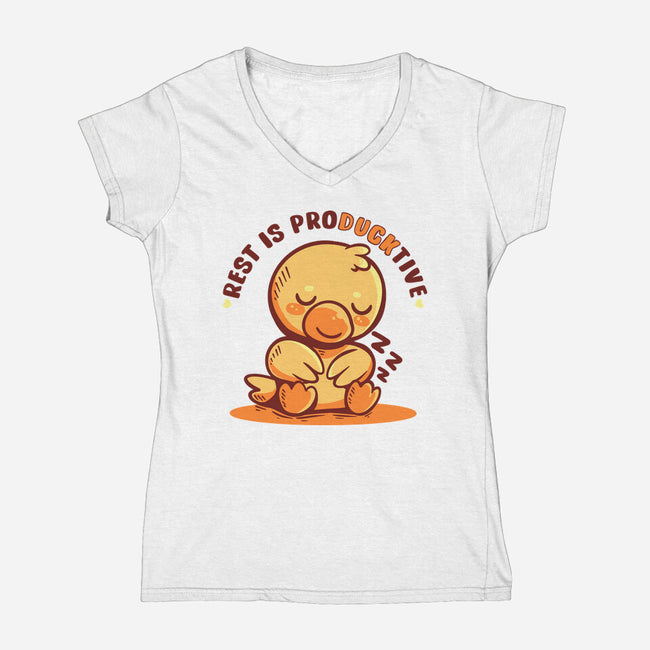Rest Is ProDUCKtive-Womens-V-Neck-Tee-TechraNova