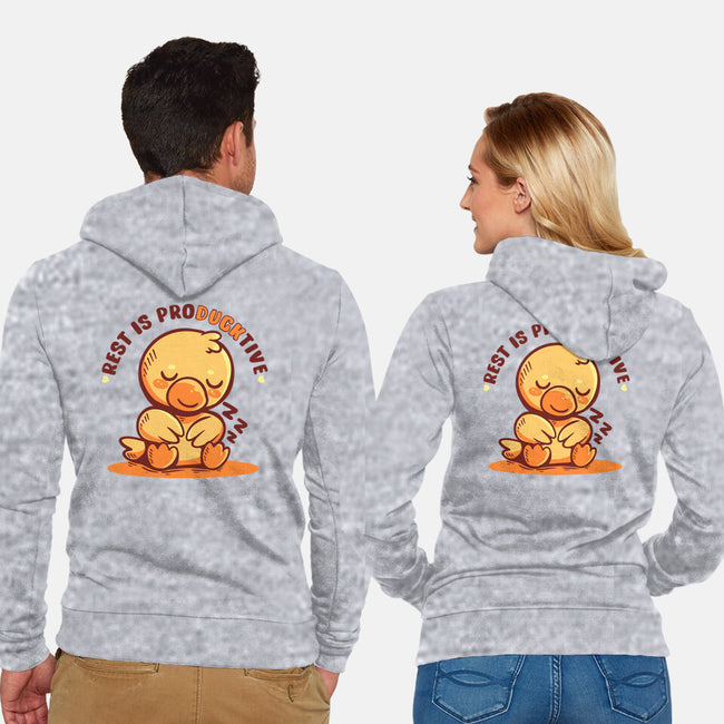 Rest Is ProDUCKtive-Unisex-Zip-Up-Sweatshirt-TechraNova