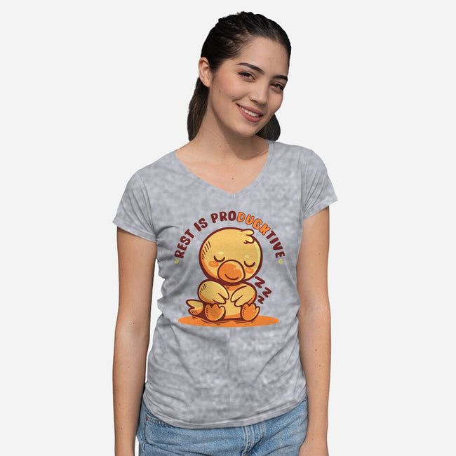 Rest Is ProDUCKtive-Womens-V-Neck-Tee-TechraNova