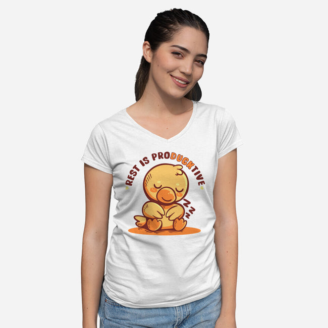 Rest Is ProDUCKtive-Womens-V-Neck-Tee-TechraNova