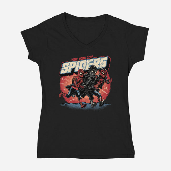 New York City Spiders-Womens-V-Neck-Tee-glitchygorilla