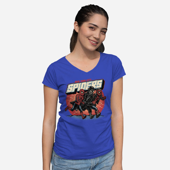 New York City Spiders-Womens-V-Neck-Tee-glitchygorilla