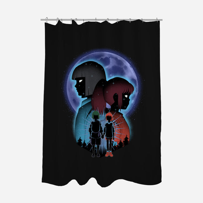Dragon And Dreamer Moonlight-None-Polyester-Shower Curtain-Astrobot Invention
