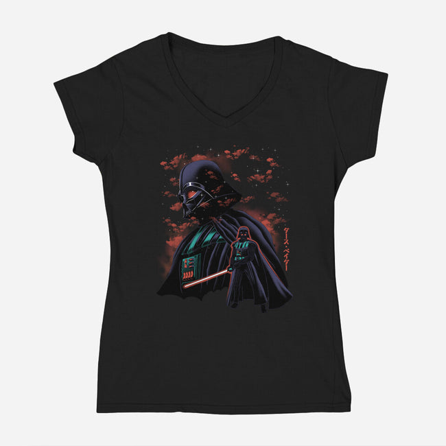 Dark Lord Nightsky Lineart-Womens-V-Neck-Tee-Astrobot Invention