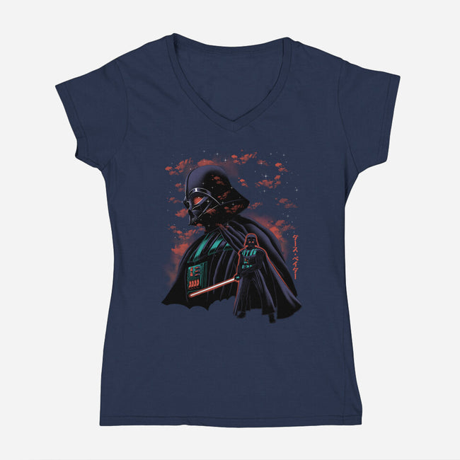 Dark Lord Nightsky Lineart-Womens-V-Neck-Tee-Astrobot Invention
