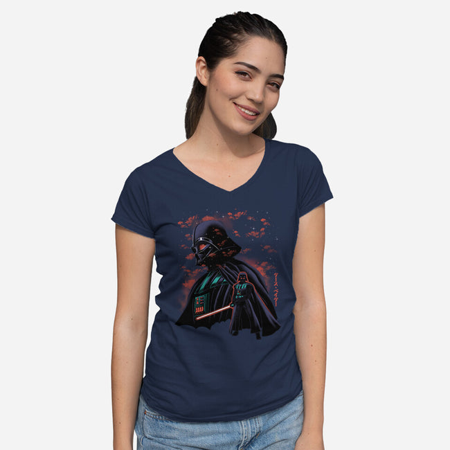 Dark Lord Nightsky Lineart-Womens-V-Neck-Tee-Astrobot Invention