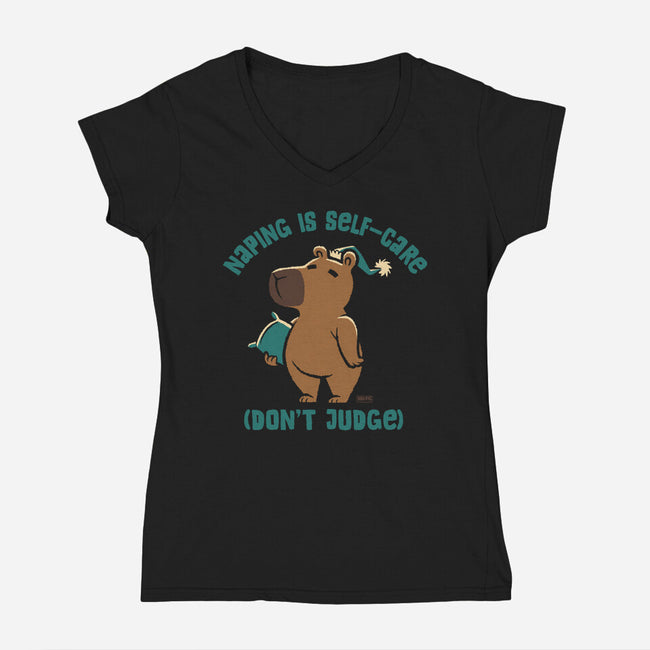 Napping Is Selfcare-Womens-V-Neck-Tee-worlddominationforcats