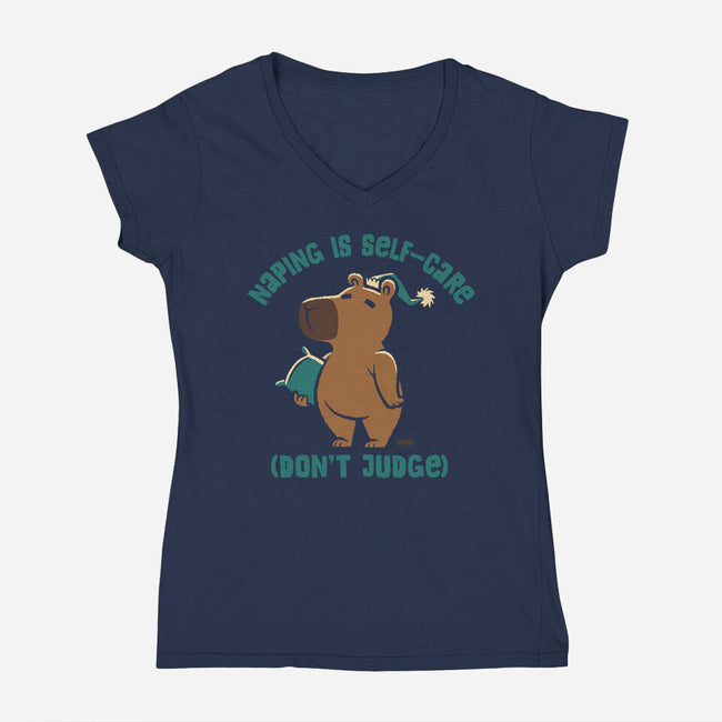 Napping Is Selfcare-Womens-V-Neck-Tee-worlddominationforcats