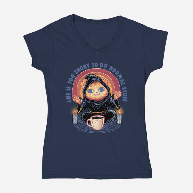 Don't Do Normal Stuff-Womens-V-Neck-Tee-glitchygorilla