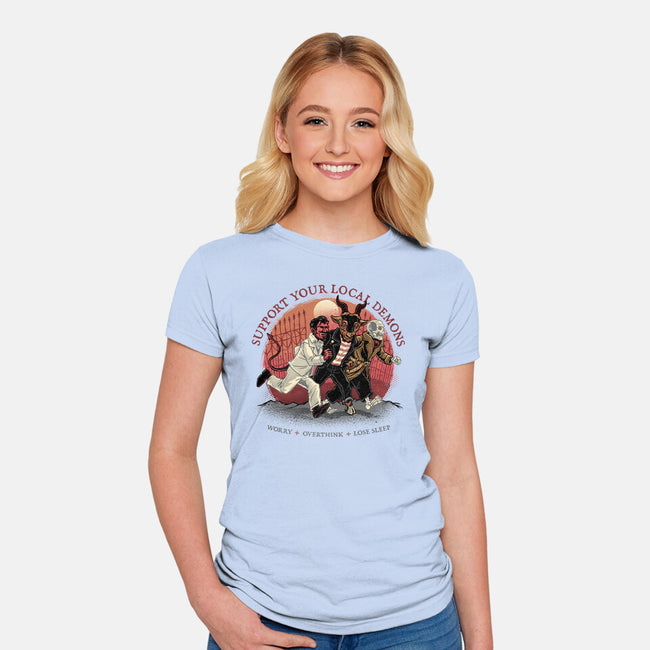 Support Your Local Demons-Womens-Fitted-Tee-glitchygorilla
