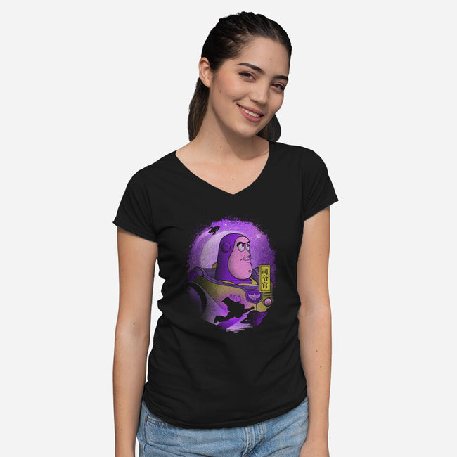 The Space Ranger-Womens-V-Neck-Tee-grevalra
