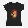 The Cowgirl-Womens-V-Neck-Tee-grevalra