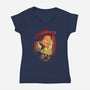 The Cowgirl-Womens-V-Neck-Tee-grevalra