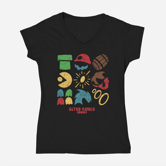 Retro Games Club-Womens-V-Neck-Tee-spoilerinc