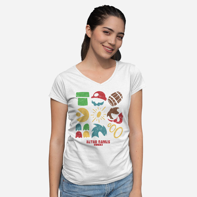Retro Games Club-Womens-V-Neck-Tee-spoilerinc