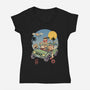 Meowsters Road Trip-Womens-V-Neck-Tee-vp021