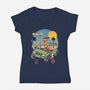 Meowsters Road Trip-Womens-V-Neck-Tee-vp021