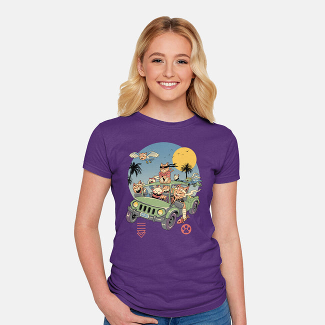 Meowsters Road Trip-Womens-Fitted-Tee-vp021