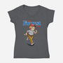 Run Furrest Run-Womens-V-Neck-Tee-dandingeroz