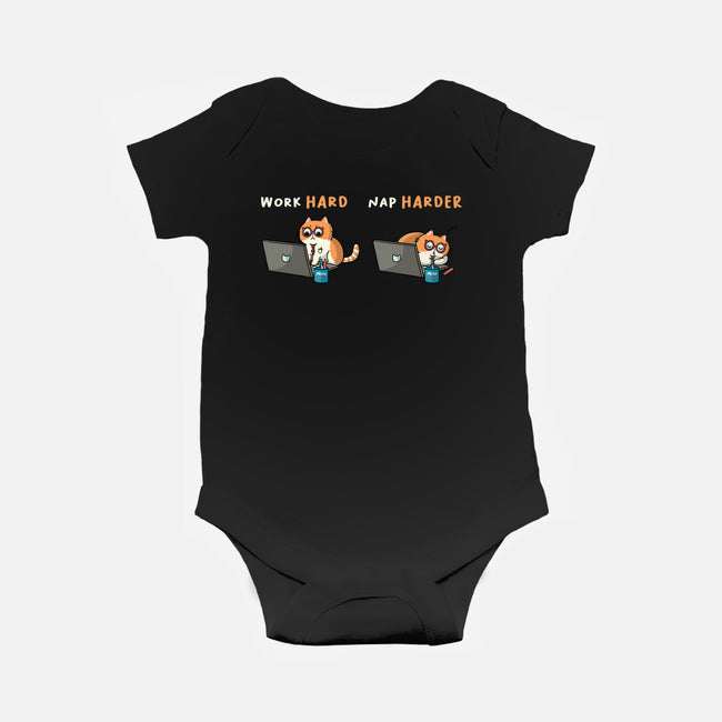 Work Hard Nap Harder-Baby-Basic-Onesie-Freecheese