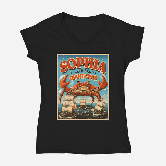 Sophia The Giant Crab-Womens-V-Neck-Tee-daobiwan