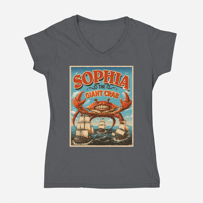 Sophia The Giant Crab-Womens-V-Neck-Tee-daobiwan
