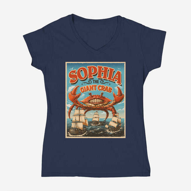Sophia The Giant Crab-Womens-V-Neck-Tee-daobiwan
