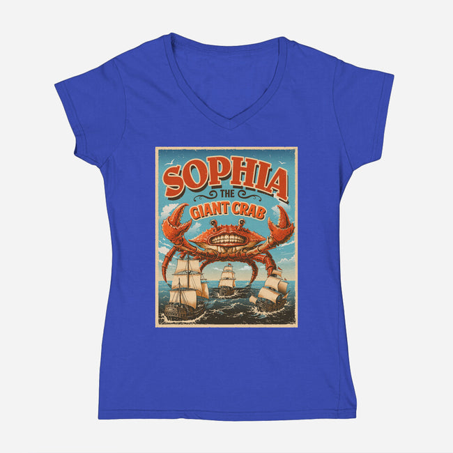 Sophia The Giant Crab-Womens-V-Neck-Tee-daobiwan