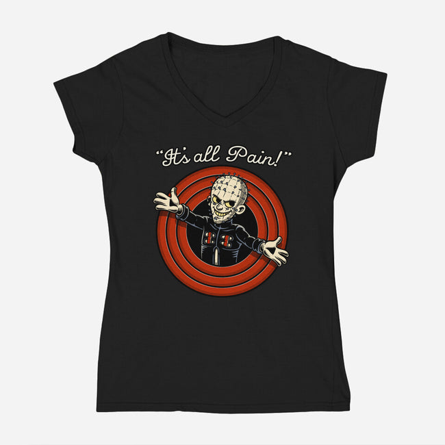 Pain Priest Toon-Womens-V-Neck-Tee-Studio Mootant