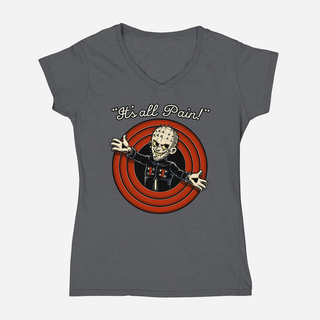 Pain Priest Toon-Womens-V-Neck-Tee-Studio Mootant