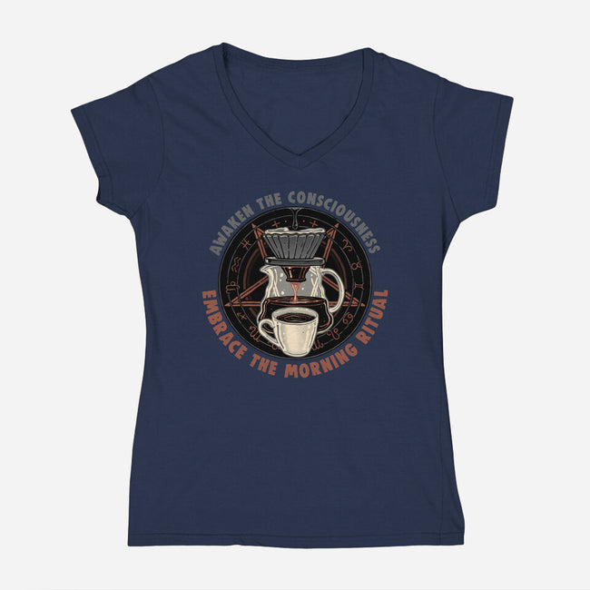 Embrace The Morning Ritual-Womens-V-Neck-Tee-glitchygorilla